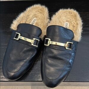 Steve Madden Black Loafers with Gold Accent